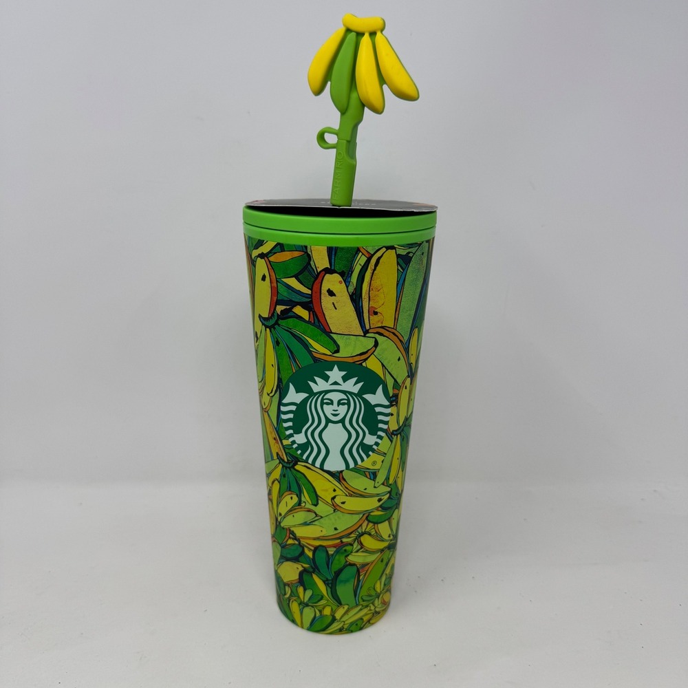 Starbucks x Farm Rio Banana Tropical 24oz Cold Cup Tumbler with Banana Straw NEW